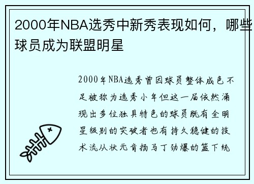 2000年NBA选秀中新秀表现如何，哪些球员成为联盟明星